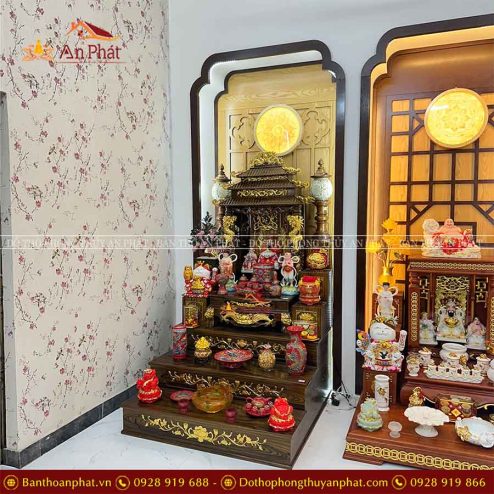 Bàn Thờ Thần Tài Mài Chùa Cao Cấp Đủ Đồ Thờ Đỏ Đắp Nổi TT824 10 ban tho than tai mai chua cao cap du do tho do dap noi tt824 4