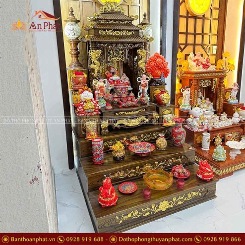 Bàn Thờ Thần Tài Mài Chùa Cao Cấp Đủ Đồ Thờ Đỏ Đắp Nổi TT824 8 ban tho than tai mai chua cao cap du do tho do dap noi tt824 5