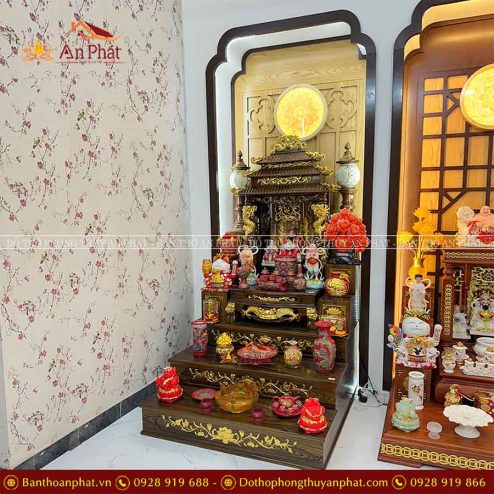Bàn Thờ Thần Tài Mài Chùa Cao Cấp Đủ Đồ Thờ Đỏ Đắp Nổi TT824 7 ban tho than tai mai chua cao cap du do tho do dap noi tt824 6