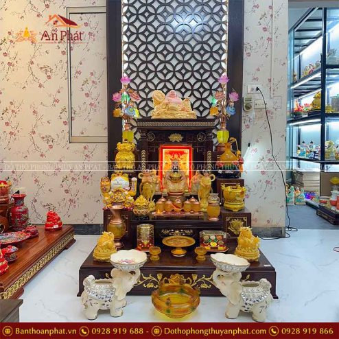 Bàn Thờ Thần Tài Ông Địa Đầy Đủ Đồ Thờ Lưu Ly Cao Cấp TT804 10 ban tho than tai ong dia day du do tho luu ly cao cap tt804 2