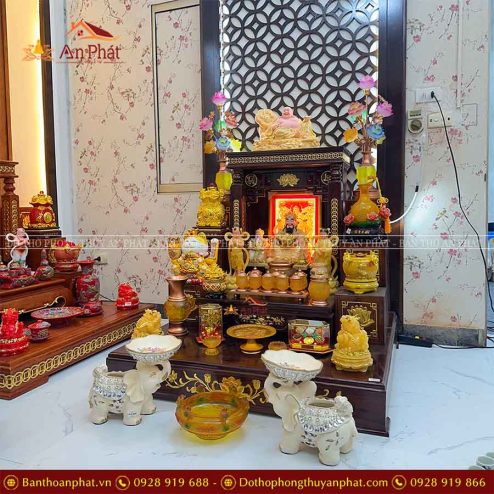 Bàn Thờ Thần Tài Ông Địa Đầy Đủ Đồ Thờ Lưu Ly Cao Cấp TT804 8 ban tho than tai ong dia day du do tho luu ly cao cap tt804 5