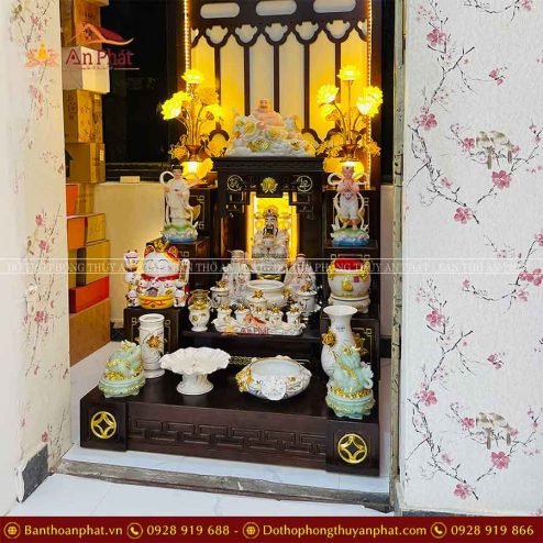 Bàn Thờ Thần Tài Ông Địa Đủ Đồ Thờ Bạch Ngọc Sen Dát Vàng TT837 7 ban tho than tai ong dia du do tho bach ngoc sen dat vang tt837 4