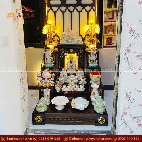 Bàn Thờ Thần Tài Ông Địa Đủ Đồ Thờ Bạch Ngọc Sen Dát Vàng TT837 8 ban tho than tai ong dia du do tho bach ngoc sen dat vang tt837 5