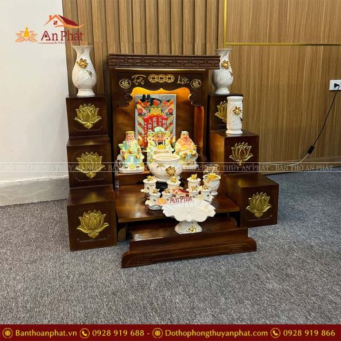 Bàn Thờ Thần Tài Ông Địa Đủ Đồ Thờ Bạch Ngọc Sen Dát Vàng TT843 6 ban tho than tai ong dia du do tho bach ngoc sen dat vang tt843 3
