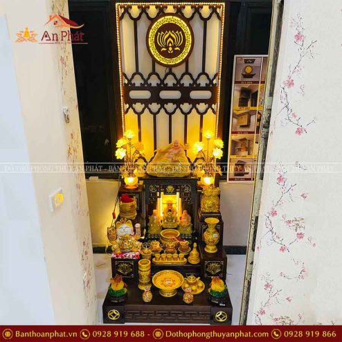 Ban Thờ Thần Tài Ông Địa Đủ Đồ Thờ Gấm Vàng Cao Cấp TT808 8 ban tho than tai ong dia du do tho gam vang cao cap tt808 3