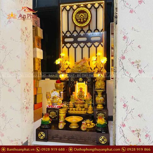 Ban Thờ Thần Tài Ông Địa Đủ Đồ Thờ Gấm Vàng Cao Cấp TT808 6 ban tho than tai ong dia du do tho gam vang cao cap tt808 4
