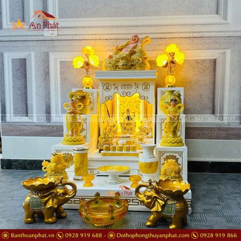 Bàn Thờ Thần Tài Ông Địa Trắng Đủ Đồ Thờ Màu Thạch Anh TT818 7 ban tho than tai ong dia trang du do tho mau thach anh tt818 5