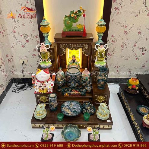 Bàn Thờ Thần Tài Thổ Địa Đủ Đồ Thờ Đắp Nổi Xanh Cao Cấp TT800 11 ban tho than tai tho dia du do tho dap noi xanh cao cap tt800 3
