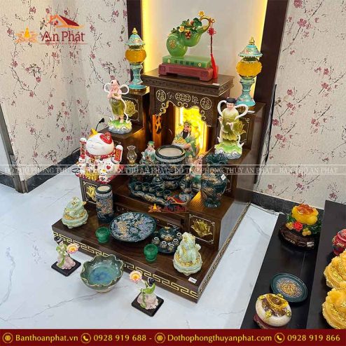 Bàn Thờ Thần Tài Thổ Địa Đủ Đồ Thờ Đắp Nổi Xanh Cao Cấp TT800 9 ban tho than tai tho dia du do tho dap noi xanh cao cap tt800 4