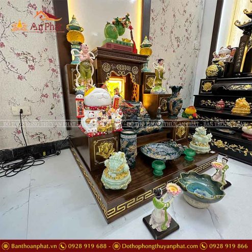 Bàn Thờ Thần Tài Thổ Địa Đủ Đồ Thờ Đắp Nổi Xanh Cao Cấp TT800 12 ban tho than tai tho dia du do tho dap noi xanh cao cap tt800 6