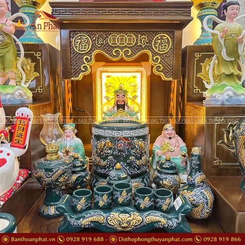 Bàn Thờ Thần Tài Thổ Địa Đủ Đồ Thờ Đắp Nổi Xanh Cao Cấp TT800 13 ban tho than tai tho dia du do tho dap noi xanh cao cap tt800 7