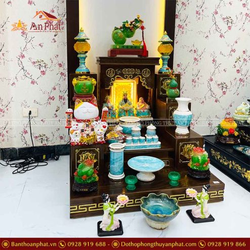 Bàn Thờ Thần Tài Thổ Địa Đủ Đồ Thờ Giả Đá Xanh Cao Cấp TT816 7 ban tho than tai tho dia du do tho gia da xanh cao cap tt816 3