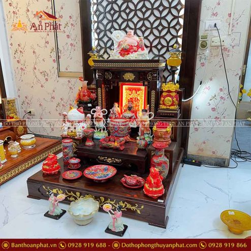 Bàn Thờ Thần Tài Thổ Địa Đủ Đồ Thờ Men Đắp Nổi Đỏ Cao Cấp TT798 6 ban tho than tai tho dia du do tho men dap noi do cao cap tt798 4