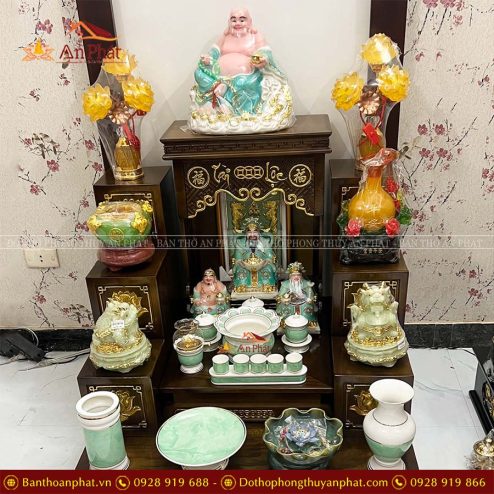 Ban Thờ Thần Tài Thổ Địa Đủ Đồ Thờ Men Giả Đá Xanh Ngọc TT841 7 ban tho than tai tho dia du do tho men gia da xanh ngoc tt841 5