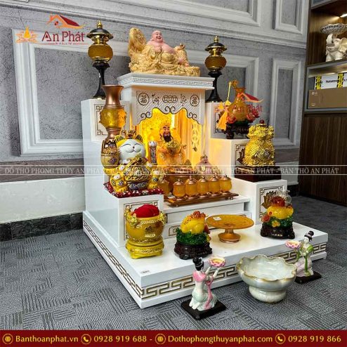 Bàn Thờ Thần Tài Thổ Địa Trắng Đầy Đủ Đồ Thờ Lưu Ly Cao Cấp TT806 6 ban tho than tai tho dia trang day du do tho luu ly cao cap tt806 4