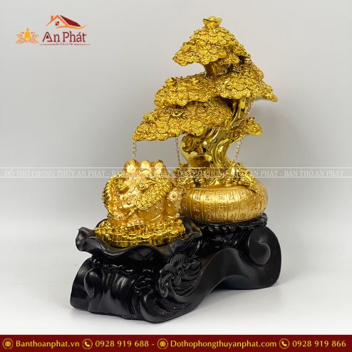 Cây Kim Tiền kết hợp Cóc Thiềm Thừ Vàng May Mắn