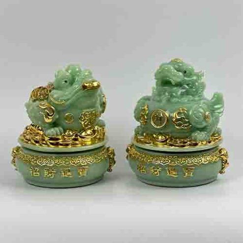 Cóc Thiềm Thừ Và Tỳ Hưu Đá Thạch Anh Xanh Cao Cấp VP0111