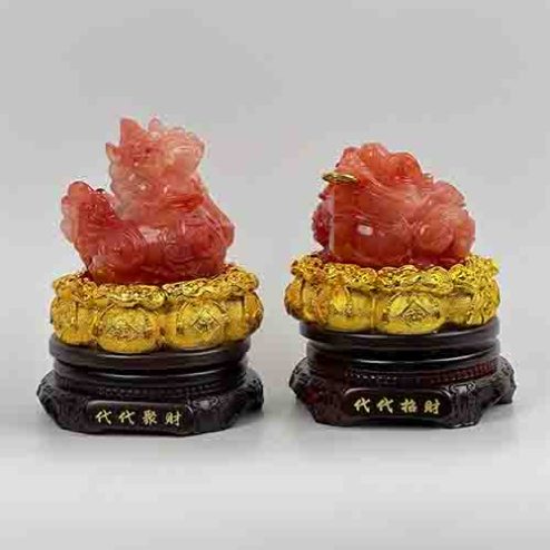 Cóc Thiềm Thừ Và Tỳ Hưu Túi Tiền Đế Gỗ Đỏ VP0106