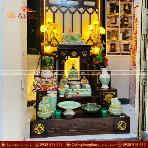 Combo Ban Thần Tài Ông Địa Đầy Đủ Đồ Thờ Giả Đá Xanh Ngọc TT814 7 combo ban than tai ong dia day du do tho gia da xanh ngoc tt814 5