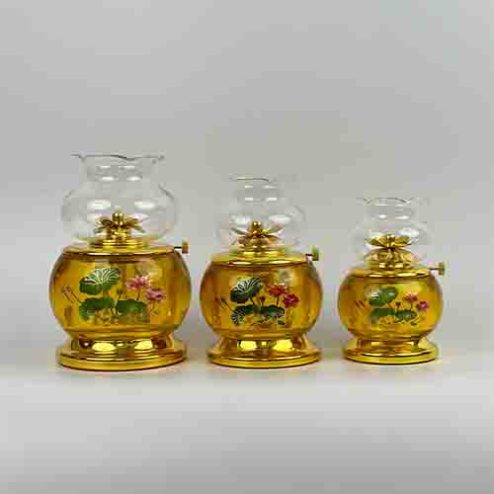 Đèn Thờ Dầu Lưu Ly Hoa Sen Cao Cấp DT1076