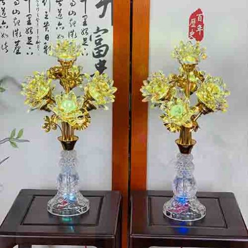 Đèn Thờ Thủy Tinh Bông Pha Lê 7 Bông Cao Cấp DT1080