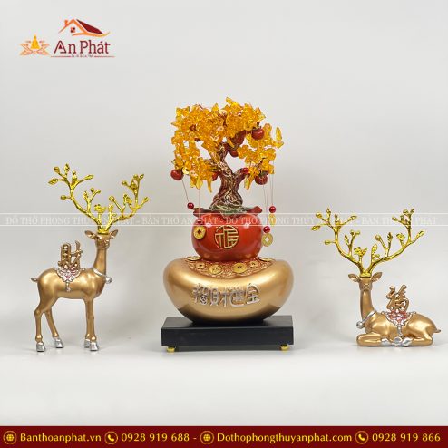 Tượng Hươu Vàng Kim Tiền Decor Trang Trí VP0117