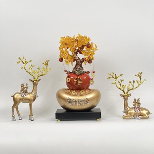 Tượng Hươu Vàng Kim Tiền Decor Trang Trí VP0117