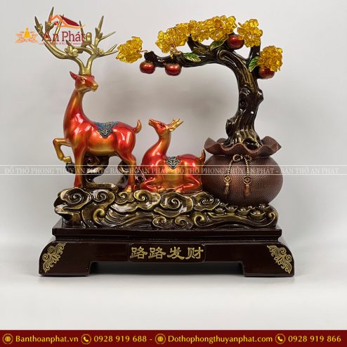 Tượng Phong Thuỷ Decor Hươu Kéo Cây Tài Lộc VP0122