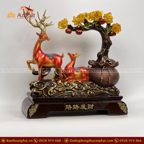 Tượng Phong Thuỷ Decor Hươu Kéo Cây Tài Lộc VP0122
