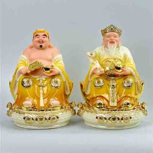 Tượng Thần Tài Ông Địa Chậu Vàng Đá Thạch Anh Vàng T0190