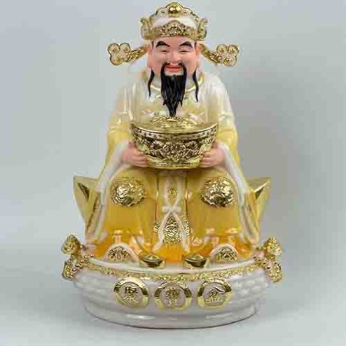 Tượng Thần Tài Thần Tiền Giữ Của Chậu Vàng Đá Thạch Anh Vàng T0188