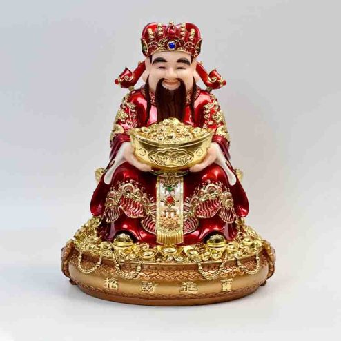 Tượng Thần Tài Thần Tiền Giữ Của Đá Cao Cấp Đỏ T0173
