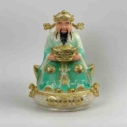 Tượng Thần Tài Thần Tiền Giữ Của Đế Tròn Đá Xanh Cao Cấp T0185