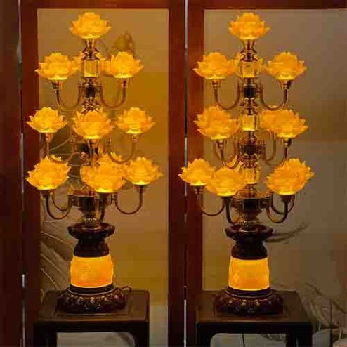 Đèn Thờ Cao Cấp Nhập Khẩu Lưu Ly 13 Bông DT1089