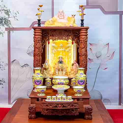 Trang Chủ 83 Ban Thần Tài Ông Địa Đồ Thờ Gấm Vàng Hoa Sen TT906