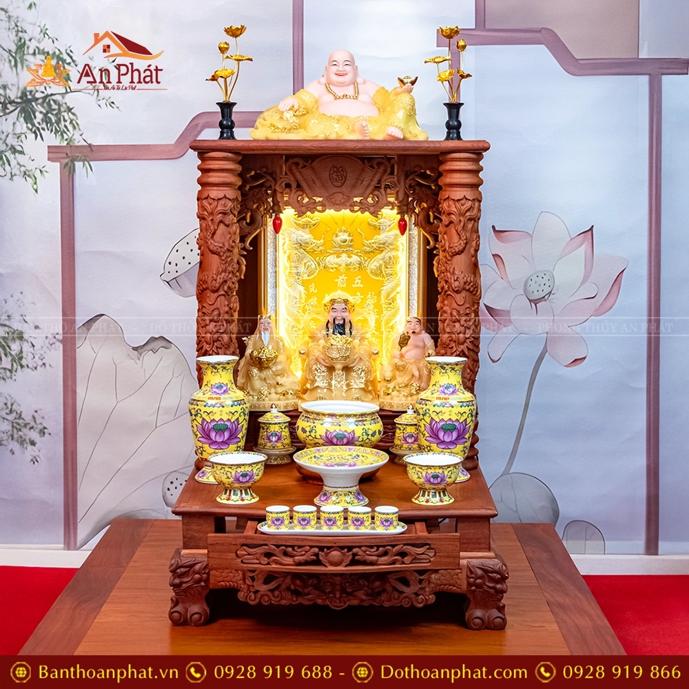 Ban Thần Tài Ông Địa Đồ Thờ Gấm Vàng Hoa Sen TT906 25 Ban Thần Tài Ông Địa Đồ Thờ Gấm Vàng Hoa Sen TT906