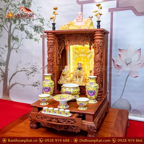 Ban Thần Tài Ông Địa Đồ Thờ Gấm Vàng Hoa Sen TT906 15 ban than tai ong dia do tho gam vang hoa sen tt906 4