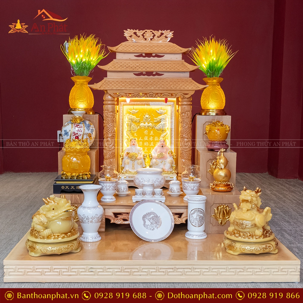 Bàn Thần Tài Ông Địa Đồ Thờ Trắng Hoa Sen TT894 53 Bàn Thần Tài Ông Địa Đồ Thờ Trắng Hoa Sen TT894