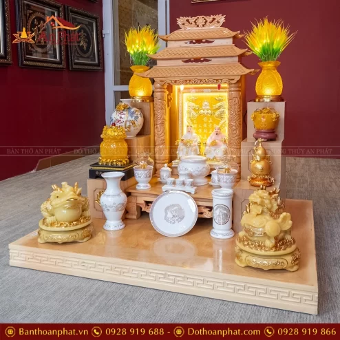 Bàn Thần Tài Ông Địa Đồ Thờ Trắng Hoa Sen TT894 28 ban than tai ong dia do tho trang hoa sen tt894 3