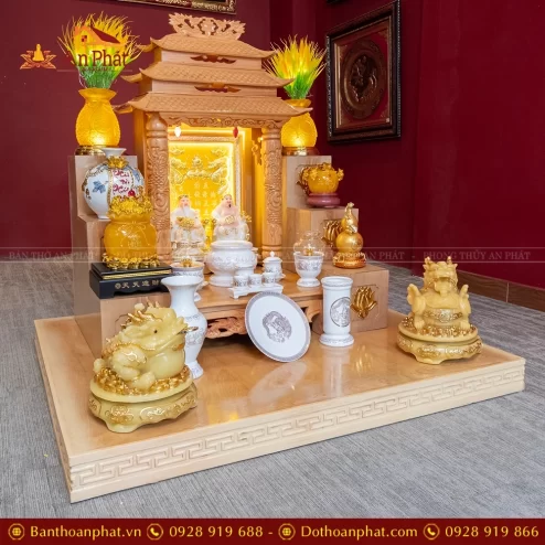 Bàn Thần Tài Ông Địa Đồ Thờ Trắng Hoa Sen TT894 29 ban than tai ong dia do tho trang hoa sen tt894 4