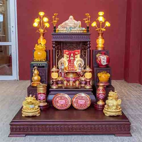 Bàn Thần Tài Ông Địa Gỗ Hương Đồ Thờ Nhập Khẩu TT892