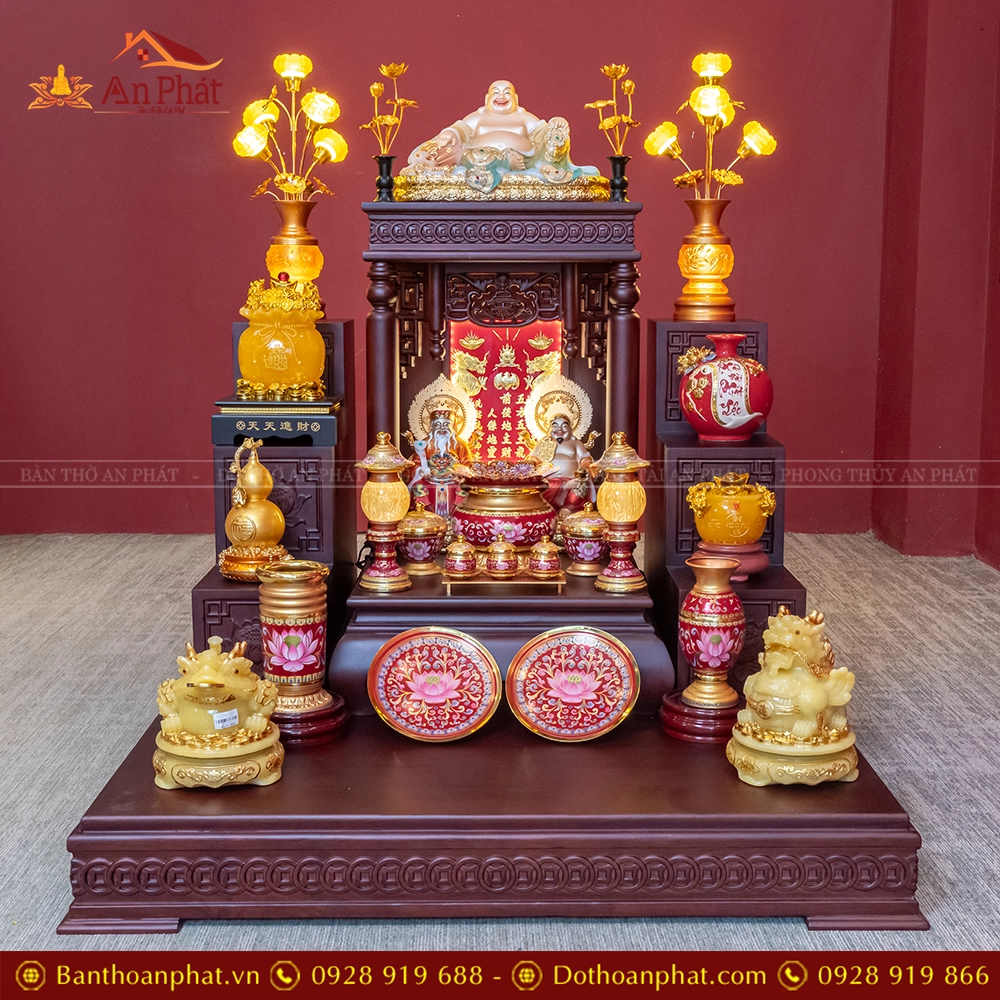 Bàn Thần Tài Ông Địa Gỗ Hương Đồ Thờ Nhập Khẩu TT892 49 Bàn Thần Tài Ông Địa Gỗ Hương Đồ Thờ Nhập Khẩu TT892