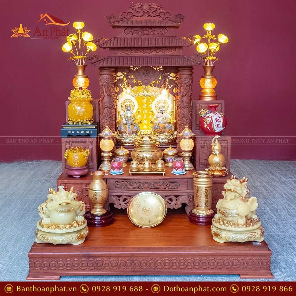 Bàn Thần Tài Thổ Địa 3 Mái Gỗ Hương Đồ Thờ Hợp Kim TT898 55 Bàn Thần Tài Thổ Địa 3 Mái Gỗ Hương Đồ Thờ Hợp Kim TT898