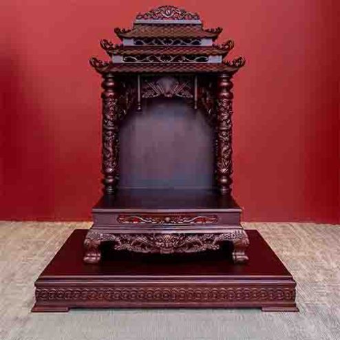 Ban Thần Tài Thổ Địa 3 Mái Gỗ Hương TT879