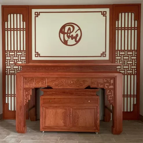 Bàn Thờ Đẹp Gia Tiên Gỗ Hương Đá Cao Cấp BTD2230