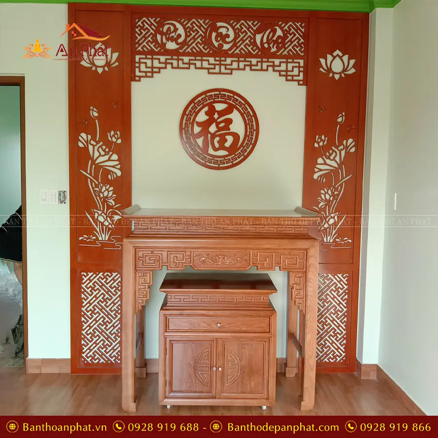 Bàn Thờ Đẹp Gỗ Gõ Đỏ Mẫu Triện Sen Liền BTD2238 9 Bàn Thờ Đẹp Gỗ Gõ Đỏ Mẫu Triện Sen Liền BTD2238