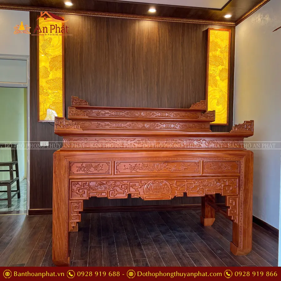 Bàn Thờ Tam Cấp Gỗ Hương Đá BTD2228 9 Bàn Thờ Tam Cấp Gỗ Hương Đá BTD2228