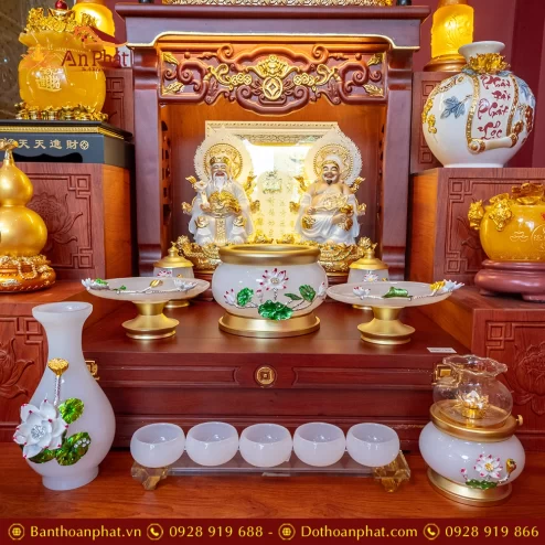Bàn Thờ Thần Tài Cao Cấp Đồ Thờ Ngọc Hoa Sen TT903 27 ban tho than tai cao cap do tho ngoc hoa sen tt903 7