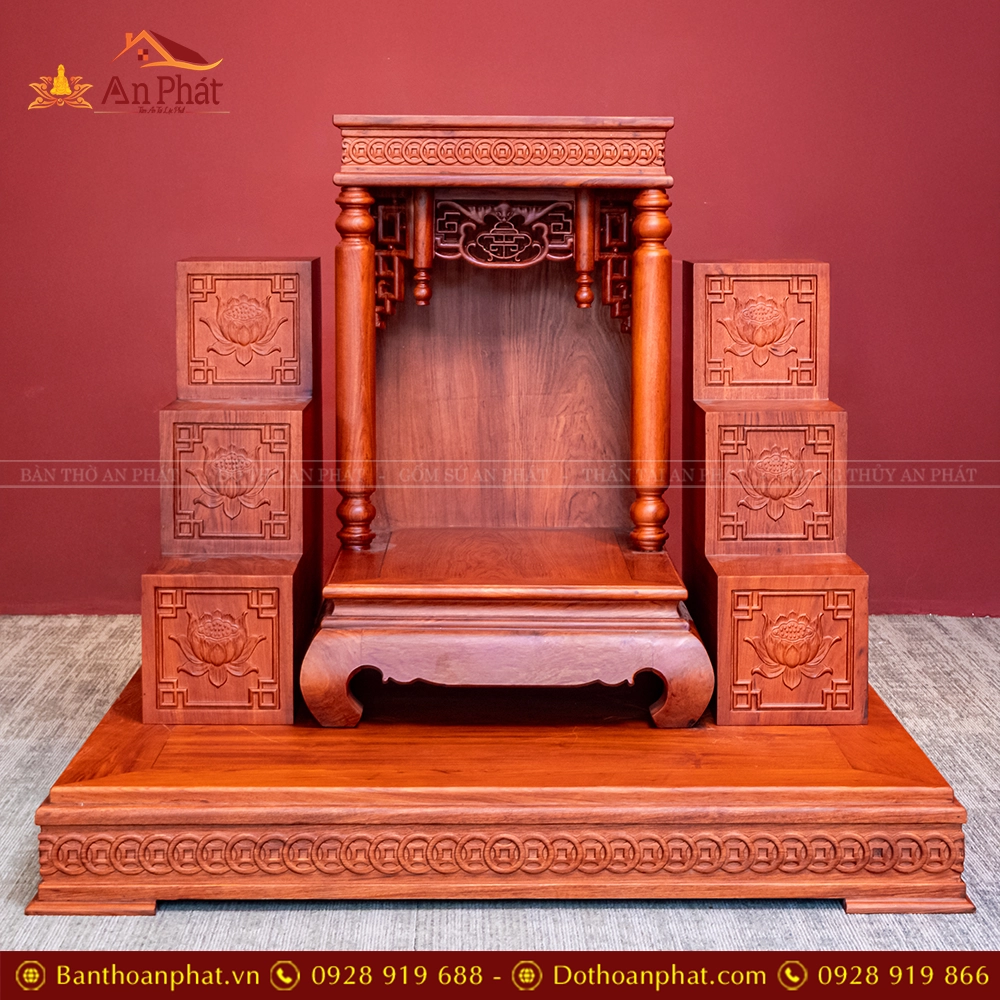 Ban Thờ Thần Tài Mái Bằng Gỗ Hương TT873 27 Ban Thờ Thần Tài Mái Bằng Gỗ Hương TT873