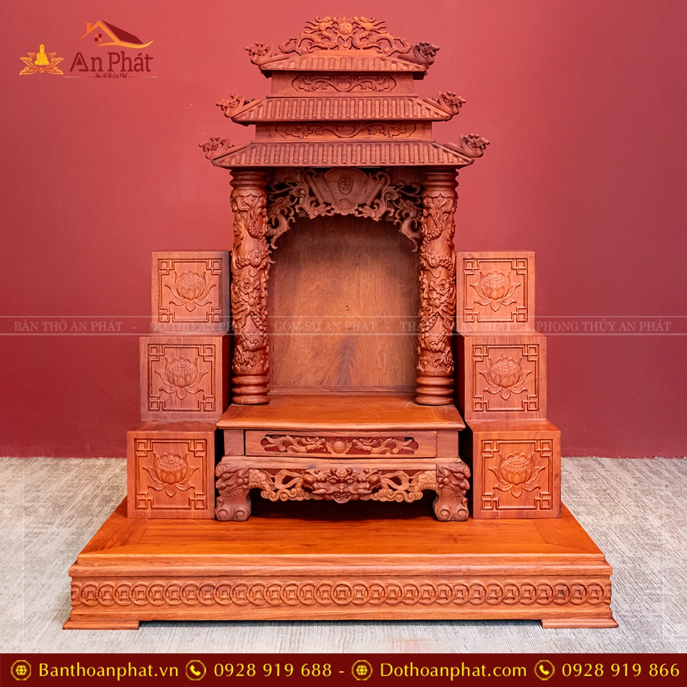 Bàn Thờ Thần Tài Thổ Địa Gỗ Hương 3 Mái TT875 27 Bàn Thờ Thần Tài Thổ Địa Gỗ Hương 3 Mái TT875